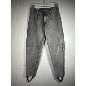VTG 1980s/90s DENIM REPUBLIC Black Acid Wash High Waist Stirrup  Jeans 13/14